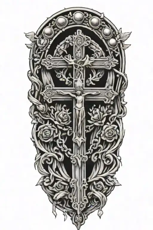 Rosary going around forearm  tattoo design idea