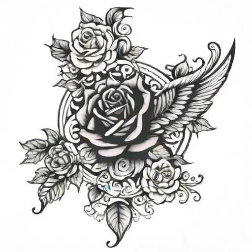 donna rose surrounded tattoo design idea