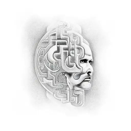 Psychological labyrinth tattoo design idea