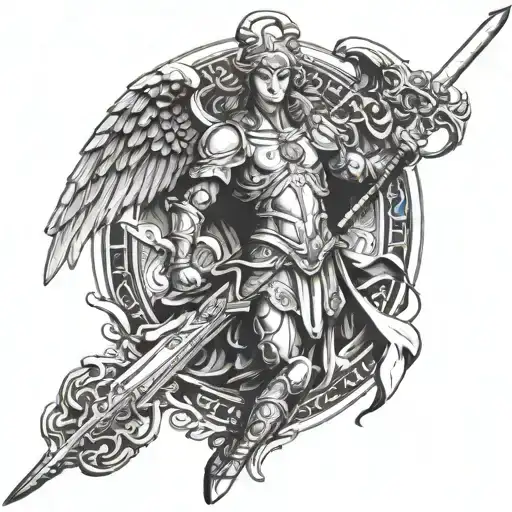 archangel michael sword tattoo design idea
