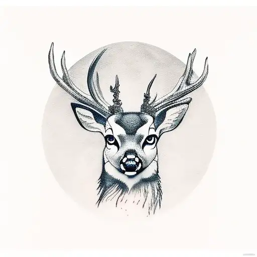 deer, forest, owl tattoo design idea