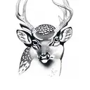 deer, forest, owl tattoo design idea