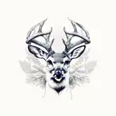 deer, forest, owl tattoo design idea