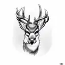 deer, forest, owl tattoo design idea