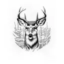 deer, forest, owl tattoo design idea