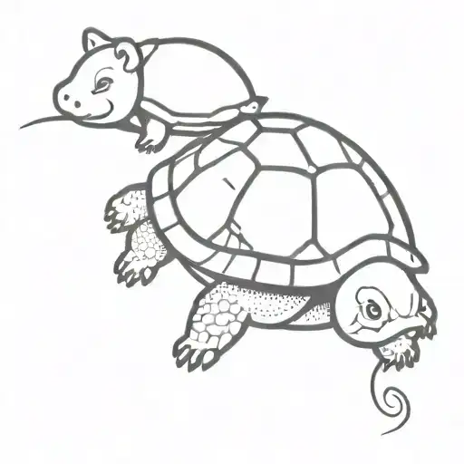 turtle and pig tattoo design idea