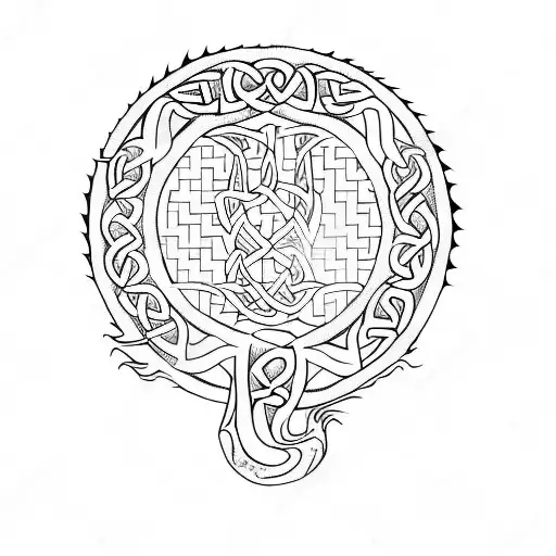 add Celtic dragons and snakes around the crest tattoo design idea