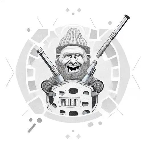 A fatalistic quote intertwined with images of plumbing tools tattoo design idea