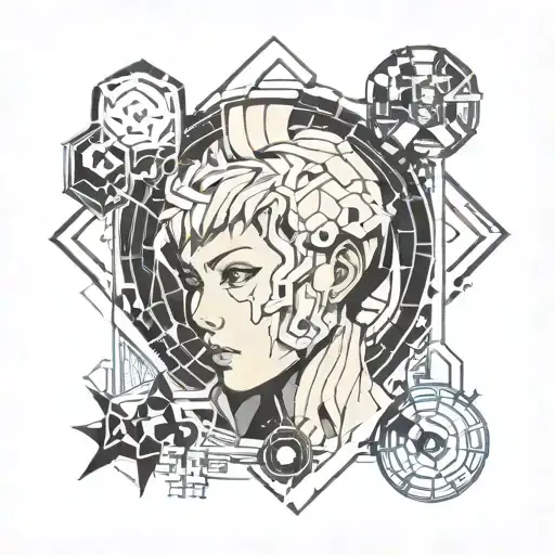 ghost in the shell geometric representation tattoo design idea