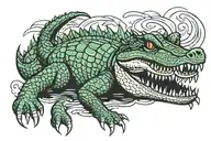 crocodile swimming tattoo design idea