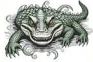 crocodile swimming tattoo design idea
