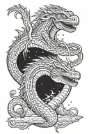 alien and ness monster in space tattoo design idea