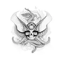 Butterfly with snakes and skulls tattoo design idea