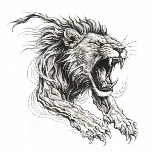 Lion Angry roaring lion tattoo design idea