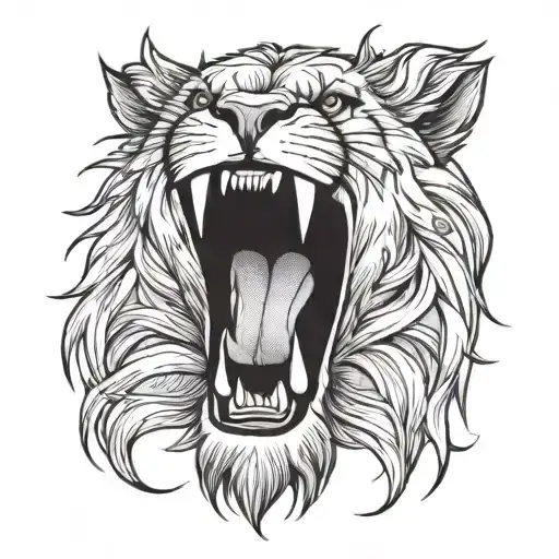 Lion Angry roaring face  tattoo design idea
