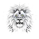 lion roaring with a khanda in background tattoo design idea