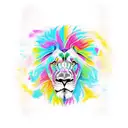 lion roaring with a khanda in background tattoo design idea