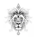 lion roaring with a khanda in background tattoo design idea