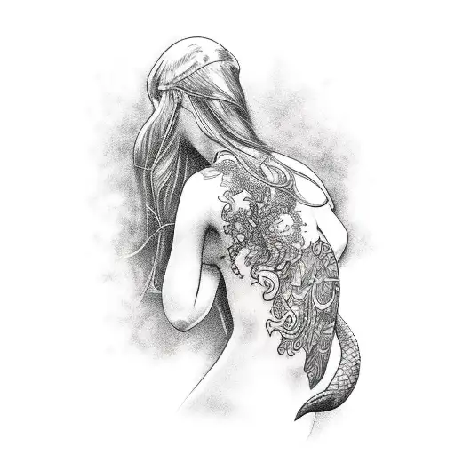 Mermaid diving tattoo design idea