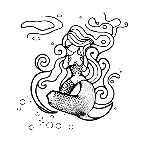 Mermaid diving tattoo design idea