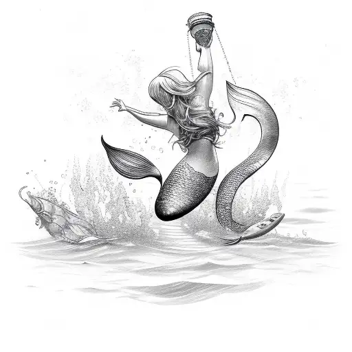 Mermaid diving tattoo design idea