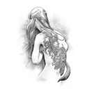 Mermaid diving tattoo design idea