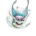 Mermaid diving tattoo design idea