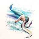 Mermaid diving tattoo design idea