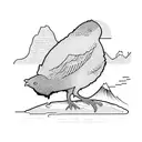 kiwi bird outline with Wanaka Lake and mountains insisde the outline tattoo design idea
