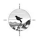 kiwi bird outline with Wanaka Lake and mountains insisde the outline tattoo design idea