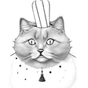  black and chubby cat with a ruff around its neck and a birthday hat tattoo design idea