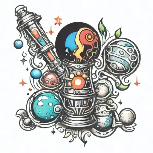 lava lamp with planets  tattoo design idea