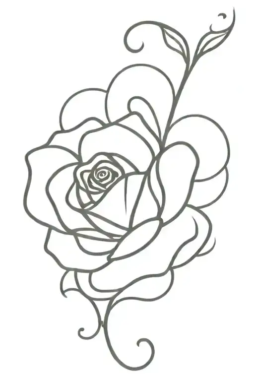 A minimalist design of a rose intertwined with a heartbeat line, symbolizing your dedication as an EMT tattoo design idea