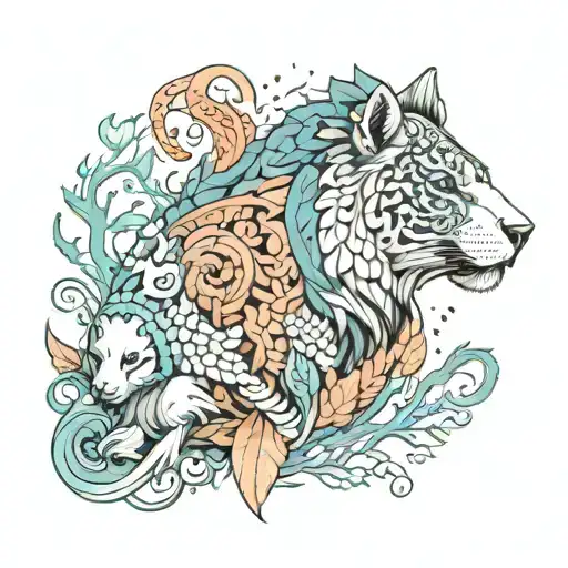animals, slavs, elements tattoo design idea