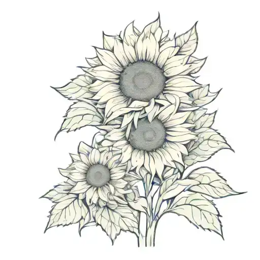 sunflowers with name incorporated within its petals tattoo design idea