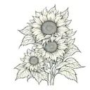sunflowers with name incorporated within its petals tattoo design idea