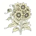sunflowers with name incorporated within its petals tattoo design idea