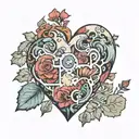heart shaped puzzle with missing piece with Rachel in the missing piece tattoo design idea