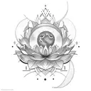 Lotus Flower with moon phases tattoo design idea