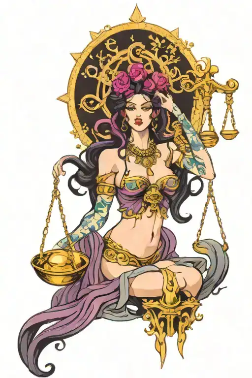 libra goddess tattoo design idea