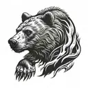 bear head with claws that tore tattoo design idea