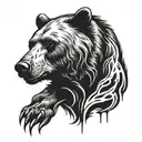 bear head with claws that tore tattoo design idea