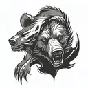 bear head with claws that tore tattoo design idea
