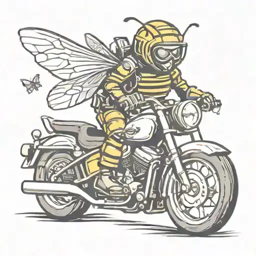 a honey bee riding a harley davidson motorcycle tattoo design idea