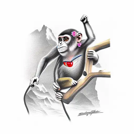 climbing monkey tattoo design idea