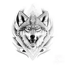 Mayan warrior with a wolf companion tattoo design idea