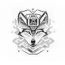 Mayan warrior with a wolf companion tattoo design idea