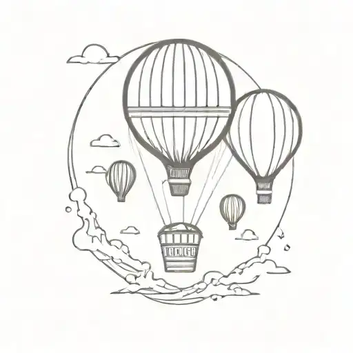 hot air balloon and air nomad symbol tattoo design idea