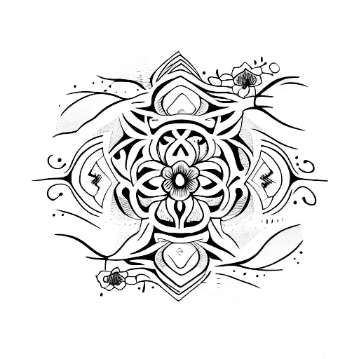 humming birds, butterflies, vines with flowers, mountains, waves, nature tattoo design idea