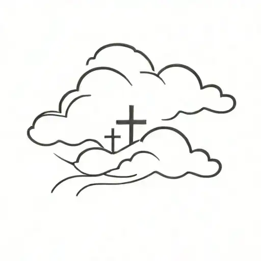cloud and cross simple tattoo tattoo design idea